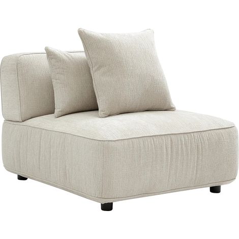 Fauteuil en tissu chenille beige LELACO (1/3)