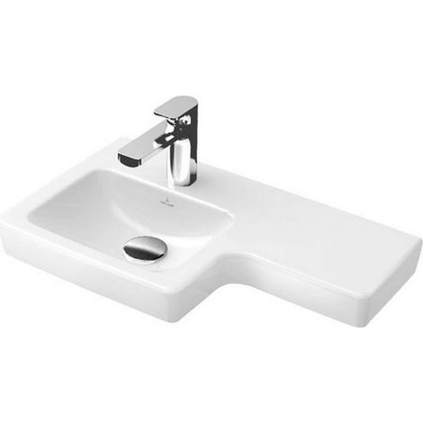 Lavabi sospesi, 630 x 355 mm, Rettangolare, per rubinetteria monoforo, rubinetteria forata, senza troppopieno, I modelli senza troppopieno devono essere dotati di piletta non chiudibile, Porcellana sa (1/4)