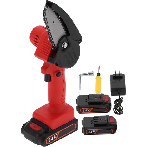 Scie électrique mini FYD-003 rouge, tronçonneuse rechargeable pour jardinage et bricolage du bois, outil d'élagage avec prise US 110-240V (1/5)
