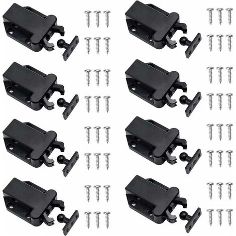 pestillos de apertura táctil, pestillos de presión, pestillos no magnéticos para puertas de armarios, muebles y roperos, pestillo táctil negro, 68x42,2x17 mm (1/5)