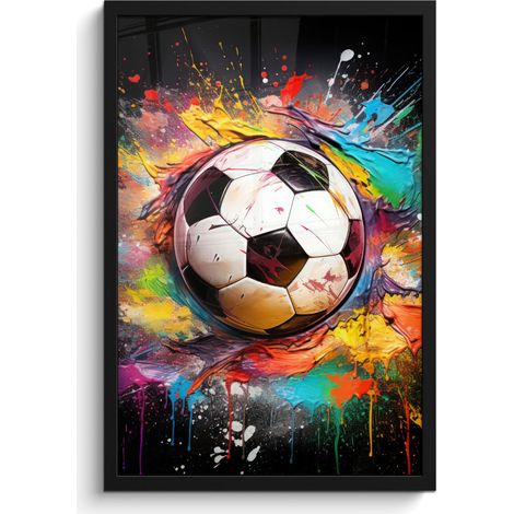 AFFICHE ENCADRÉE Football - Peinture - Couleurs - Noir - Blanc Cadre Décoration Murale 40x60 (1/5)