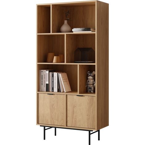 Estantería Studos, Roble, Con puertas, Abierto, Aglomerado laminado, Número de puertas: 0, Número de cajones: 0, 185x90x35cm (1/5)