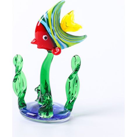 Figurine En Verre - Miniature Poisson Et Plante Aquatique Pour Aquarium - Décoration De Table Intérieure - Lot De 1 Pièce (1/5)