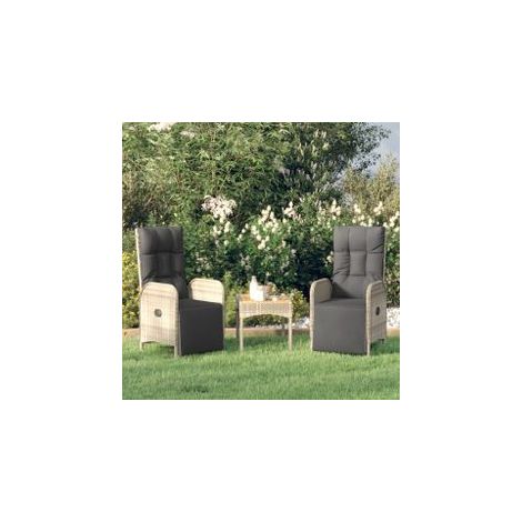 Chaises inclinables de jardin 2pcs et table gris résine tressée (1/5)