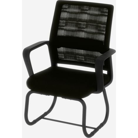 Sedia da ufficio moderna minimalista in metallo e rete, nera, con braccioli (1/5)