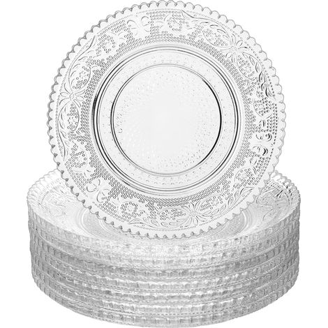 Lot de 8 assiettes rondes en verre transparent 14,5 cm (1/5)