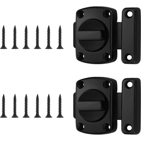 2 Pièces Verrou Loquet Porte Interieure,Durable Petit Loquet Porte Noir,Alliage de Zinc Verrou Porte Chambre Avec Vis,Tournant Petit Verrou de Porte de Sécurité,pour Applicable à Diverses Portes (1/5)