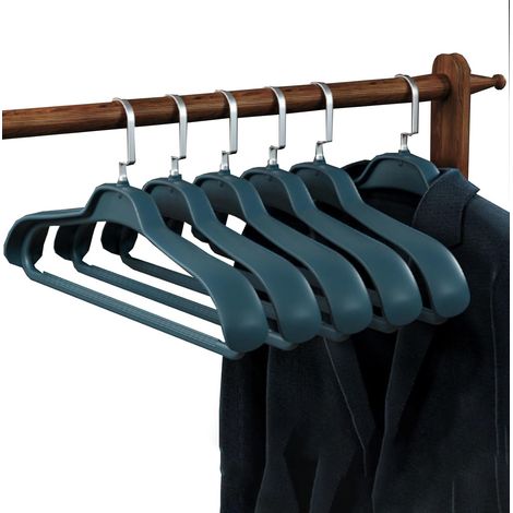 Lot de 10 cintres plastique épaules larges, extra-épais, antidérapants, peu encombrants pour vestes/manteaux (1/5)
