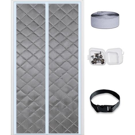 Rideau Porte Isolation Thermique magnétique Personnalisable, Couverture Porte en Tissu Thermique épais amélioré, Couverture Porte insonorisée Couverture d'isolation Porte Grenier,Gris