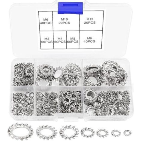 270 Pieces External Tooth Star Washers, 7 Sizes M3 to M12 (1/5)