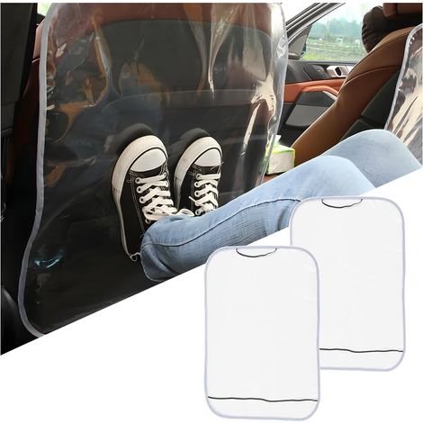 2 Piece Car Rear Seat Protector, Car Kick Mat, Child Car Rear Seat Protector, Car Seat Protector for Automobiles (Grey Trim) (1/5)