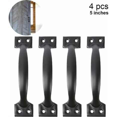 (5 Inch, Black) 4 Piece Barn Door Pulls for Wooden Fence Door Pulls, Vintage Cabinet Pulls for Kitchen Cabinets Furniture Drawers Cabinet Hardware (1/5)