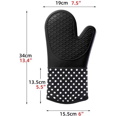 Gants de cuisine isolants pour micro-ondes Gants de cuisson en silicone épaissis Ustensiles pour grillades-Noir, 2pcs (1/3)