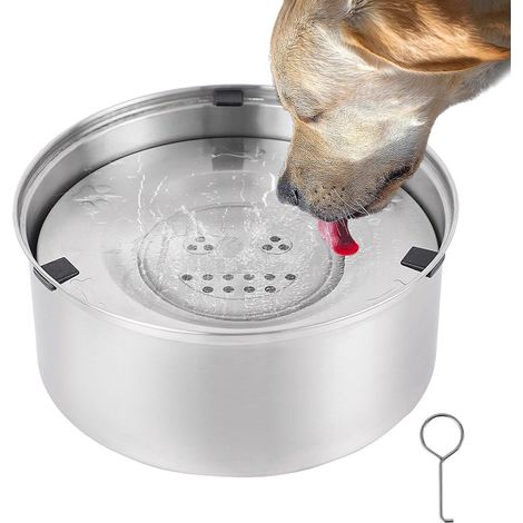 Gamelle anti-éclaboussures pour chien, 1 L, en acier inoxydable, à flottaison lente, idéale pour les chiots, les chats et autres animaux de compagnie (volume : 1 L).