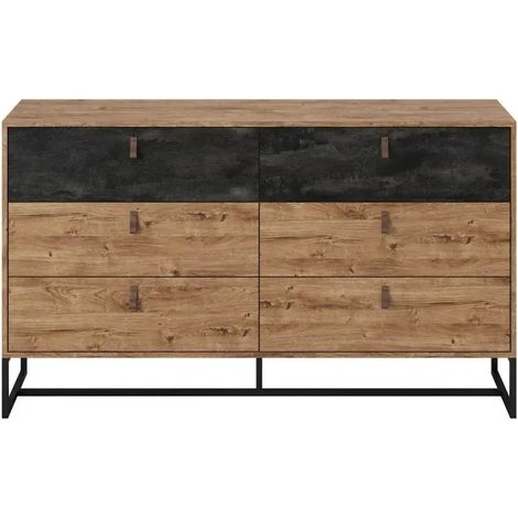 CAROLINE - Buffet en bois 154cm - Brun foncé