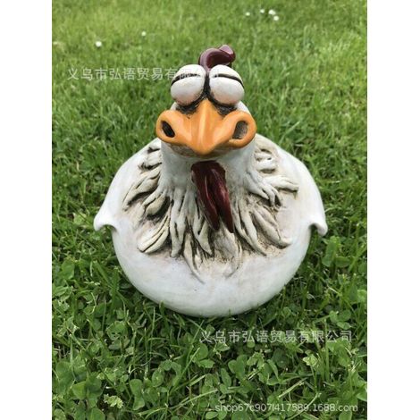 Nuevo producto transfronterizo: Gallina grande con ojos grandes y expresivos, figura de resina hecha a mano, decoración de jardín, rancho, hogar, micro paisaje A (1/5)