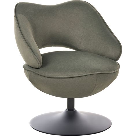 Fauteuil d'Appoint en Velours Base Pivotante Ergonomique Dossier Bas Vert Foncé Sandet (1/5)