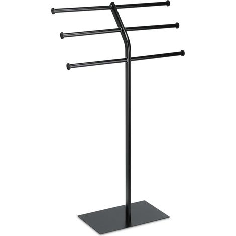 Portasciugamani da terra solido per bagno 70 x 25 x 25 cm supporto per 6 asciugamani in ferro nero 130010775