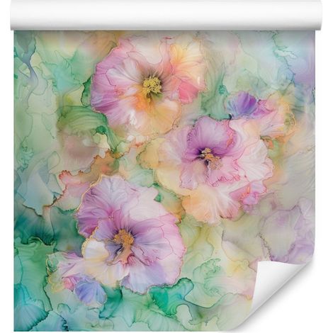 Papel pintado tinta gris claro, beige, verde y azul marino 50x1000 cm (1/5)