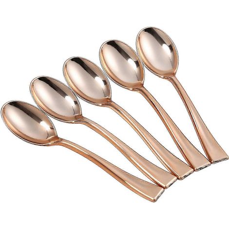 Lot de 24 mini cuillères à expresso dorées, mini cuillères à dessert, petites cuillères en plastique réutilisables DMC (1/3)