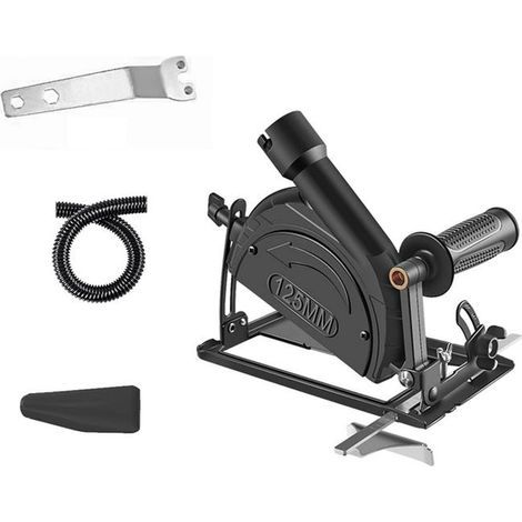 Adjustable 40-degree angle grinder stand with accessory cover for safe cutting and grooving