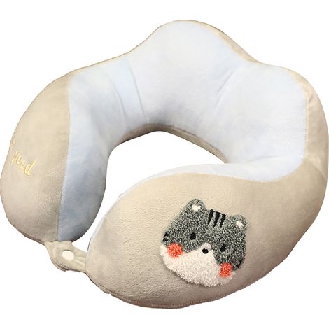Coussin 3D en forme de U représentant une bosse de chameau, mignon et confortable, qui épouse parfaitement la forme du cou, idéal pour le bureau et les voyages, en forme de chat, environ 30 x 30 cm. (1/5)