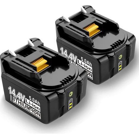 Lot de 2 batteries BL1440B BL1430B pour outils Makita 14.4V 5.0Ah BL1440 B BL1430B BL1430 BL1415 194066-1 194065-3 Li-ion LXT 5000mAh avec indicateur