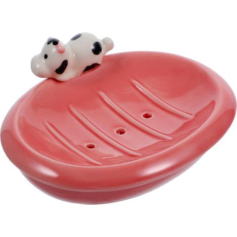 Porte-savon en céramique à motif vache mignon, petit porte-savon (1/5)