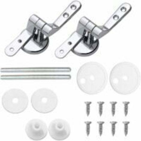 Attaches Charnière Abattant WC, Lot de 2 Charnières de Rechange pour Lunette de Toilette avec Fixations en Alliage (1/4)