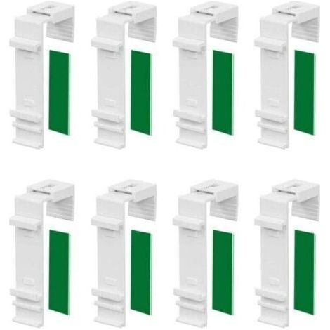 Lot de 8 Supports de Serrage Longs pour Store Double Klemmfix à Fixer et à Coller sans perçage comme Accessoire ou pièce de Rechange pour la Suspension à la fenêtre en PVC, Porte de Balcon (1/4)