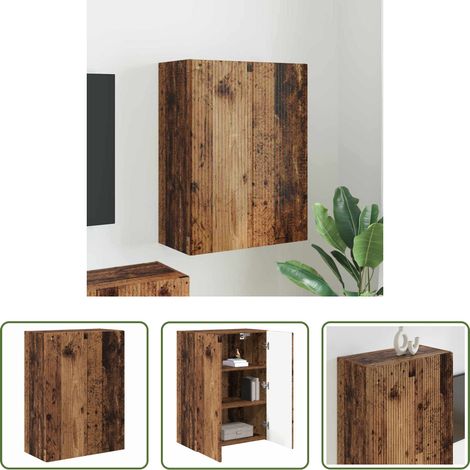 Rangement TV - Meuble TV mural Bois Ancien 59,5 x 31 x 80 cm Bois d'ingénierie (1/5)