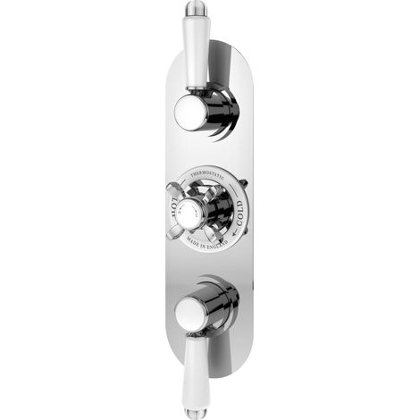 Traditional Concealed Triple Thermostatic Shower Valve with 2 Outlets - Chrome Finish by Balterley