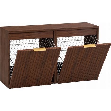 Ensemble de meubles bas FLOW noyer foncé 80 cm avec plan et 2 paniers à linge (1/5)