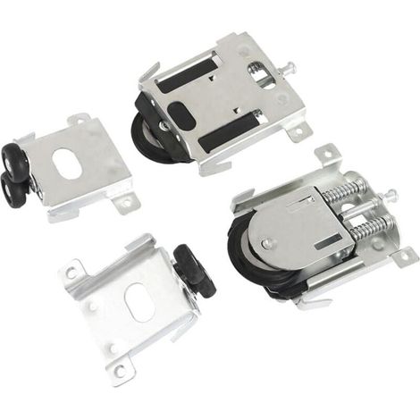 2 pièces Roulette Porte Coulissante placard, pour porte de garde-robe,rouleaux,armoire Runners Guides,guides avec tampon amortisseur, en argent (1/5)