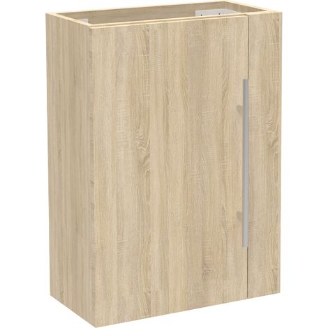 Acazanble Bathroom Vanity Unit Cloakroom Base Cabinet Wall Hung Cupboard Storage Furniture, Soft Close Doors, Oak, 44x23x60cm