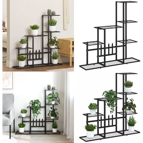 Blumenständer 94,5x25x88 cm Schwarz Metall - Pflanzenständer - Blumensäule - Balkonmöbel - Gartendekoration - Metallregal - Home & Living (1/5)
