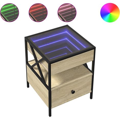 Maison Exclusive - Nachttisch mit Infinity-LED Sonoma-Eiche 40x40