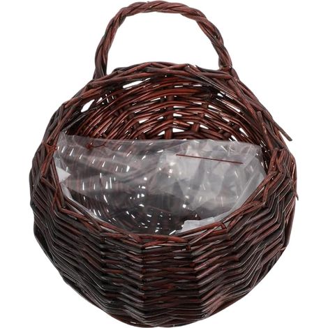 Panier mural tressé à la main de style rétro, jardinière suspendue robuste en osier, idéal (1/5)