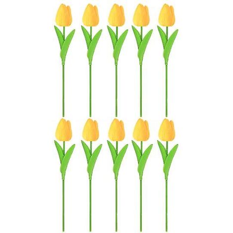 Lot de 10 branches de tulipes artificielles avec tige, réalistes et réutilisables, pour la décoration florale printanière, les mariages et les fêtes, accessoires photo.jaune (1/5)