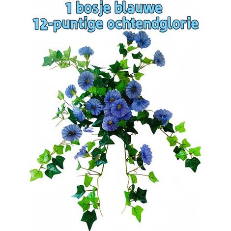 Ipomée artificielle à 1-12 points - Plante suspendue d'extérieur - Pour remplir les urnes, les porches, la décoration et plus encore - Blauw (1/5)