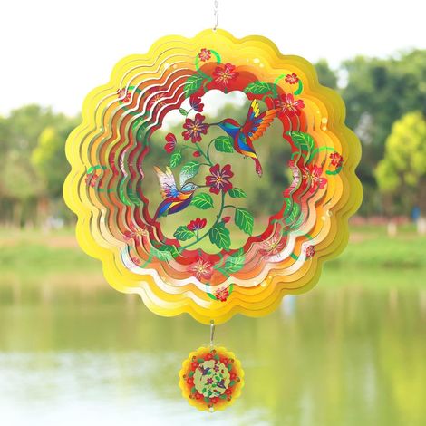 Mobile Colibri 3D Acier inoxydable Jaune 30,5 cm pour Intérieur & Extérieur