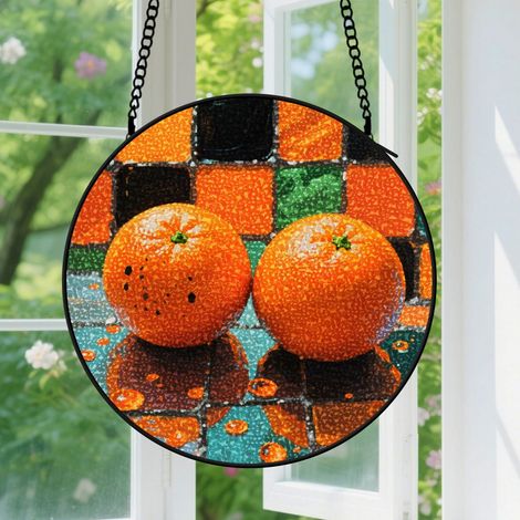 Suspension en vitrail, attrape-soleil coloré unique, décoration porte fenêtre, cadeau Noël, Fête des Pères pour homme, femme, maman 12,5 cm (1/5)