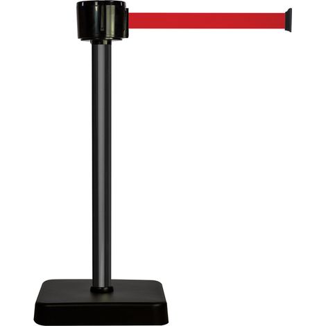 Poteau alu noir à sangle grande longueur rouge 12m x 50mm sur socle mobile - 2810029 (1/2)