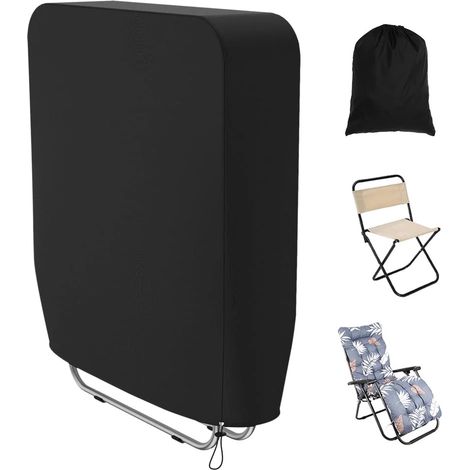 Housse de chaise pliante d'extérieur imperméable et résistante en tissu Oxford 420D noir (1/5)