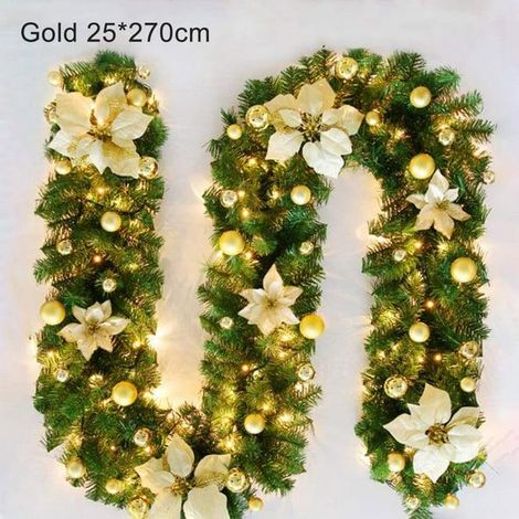 Guirlande lumineuse de Noël avec minuterie lumineuse, adaptée pour l'intérieur, les fêtes, dorée. (1/3)