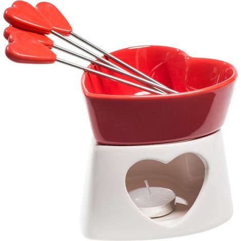 Schokoladenfondue aus rotem Porzellan (1/5)