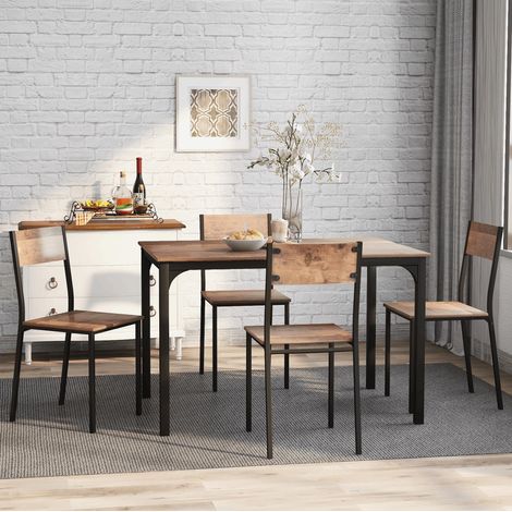 5-teilige Essgruppe 108x65x75 cm Aus Holz Braun Und Metall, Minimalistisches Design Platzsparend (1/5)
