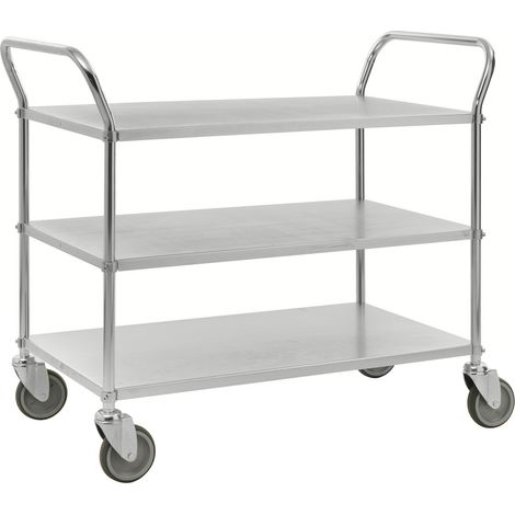 Kongamek Etagenwagen mit 3 Böden 900x540mm pulverbeschichtet und verzinkt mit 24mm Rand ohne Bremse