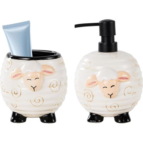 Pour la salle de bain - 2 distributeurs en forme mouton , savon mousse les mains l'hygiène à maison (1/5)