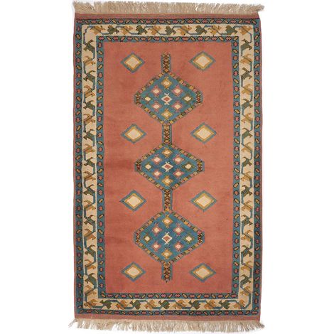 Authentique tapis d'Orient fait main 138x212 orange et blanc